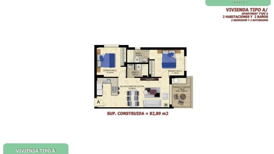 Apartamento de 2 dormitorios en Torrevieja, España No. 221 № 2